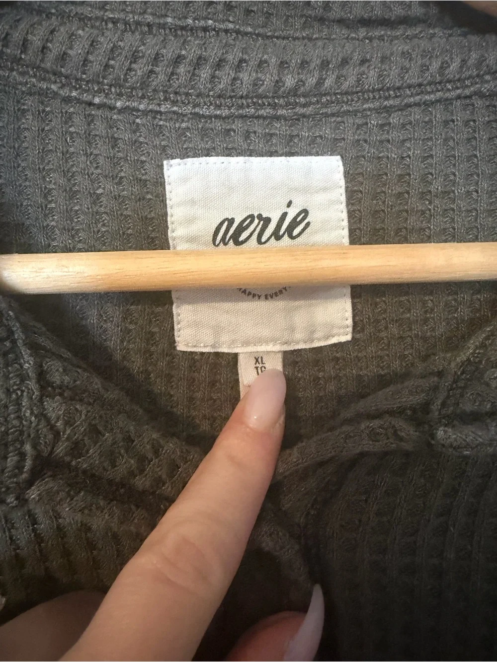 Aerie LumberJane Waffle Knit Long Sleeve Button Up - Picture 2 of 3